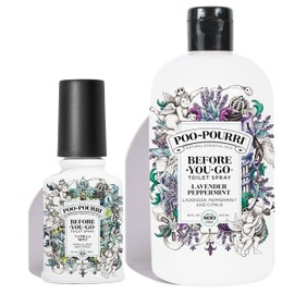 Poo-Pourri Lavender Peppermint 16 Ounce Refill Bottle and Vanilla Mint 2 Ounce Before You Go Toilet Spray