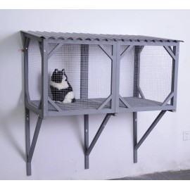 Modern Cat Catio Indoor Window Perch Waterproof Cat Box Enclosure Mosquito-Proof Net Solid PatternSize: 43.3" x 25.2" x 47.2"(L110*W64*H120cm), Color: Gray