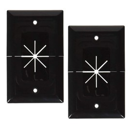 DataComm Electronics 45-0017-BK-2 (2 Pack) Split Style TV Plate with Flexible AV/HDMI Cable Pass-Through - Black