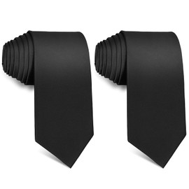 huiyonglan Men Ties, 2 PCS 3.15" Solid Color Tie Formal Necktie for Men, 8cm Classic Business Formal Neckties for Men Business Wedding Party Work Tie(Black)