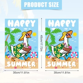 Lyreh Happy Summer Garden Flag, 18x12in Double Side Washable Reusable Linen Summer Garden Flag for Outside Goose Yard Decoration Yard Sign for Party Decoration