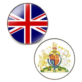 Ykonuyis Britain United Kingdom England National Flag Pin and National Emblem Alloy Brooch Coat of Arms Badge (Blue Britain United Kingdom)