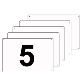 XILIWU Parking Lot Number Plate [1-5] Set of 5, 9.8 x 6.5 inches (250 x 165 mm), 0.06 inch (1.5 mm) PVC with Holes, Rounded Corners (No. 1 - No. 5)