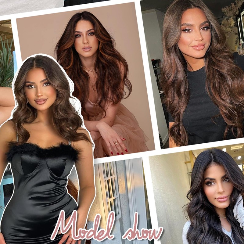 GOWIT Ash Medium Brown Mixed Ash Blonde Hair Extensions Invisible