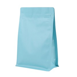 BAAGGNAA 150 Pack High Barrier Stand-Up Coffee Bean Bags with Vented Valve, Matte Metallic Ziplock, Heat-Sealable and Resealable Solid Color Pouches for Food Storage (3.5 * 7.3 inch,1/4 lb,Blue)