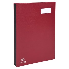 Exacompta - Ref 57025E - Signature Book - 240 x 350mm in Size, Suitable for Holding A4 Documents, 20 Compartments, Expandable Spine, 300gsm Pink Card Interior - Red