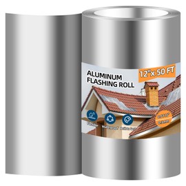 Aluminum Roll Flashing, 12'' x 50' Metal Roofing Roll for Roof and Garden, Prevents Roofing Stains, 0.019-inch/0.3 mm Thickness (26GA) Roof Strip for Moss and Mildew Prevention
