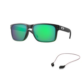 Oakley OO9102 Sunglasses Bundle: OO 9102 9102E4 Holbrook Jade Fade Prizm Jade and Large Red leash Accessory kit