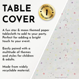 Totely Stars & Moons Table Cover Pack of 1-180cm Recyclable Paper Tablecloths for Parties, Events and Birthdays