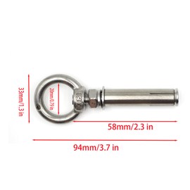 HLGHLG 5/16" x 4-3/16" Expansion Eyebolt Screw Heavy Duty 304 Stainless Steel Shoulder Eye Bolts for Concrete Wall, Brick Anchor, Lifting Ring Fastener 5 Pack