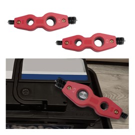 Dickno 2 PCS Car Battery Terminal Cleaning Brush, 4 in 1 Anti-Rust Auto Battery Cleaner with Steel Wire, Universal Vehicle Battery Terminals Machine Parts Cleaning Tool Accessories (Red)