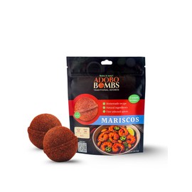 Mariscos Bomb | Adobo Bombs Seasoning - 2 pack | Made with About 25 Pulverized Peppers and Multiple fresh Natural Mexican Ingredients -Prepares in 3 Eazy steps -Home made recipe -Fine Selected Spices - No artificial flavors | 4 Flavors -Birria-Menudo-Poz