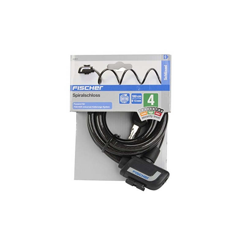 FISCHER 85911 Spiral Lock Length 180 cm Black