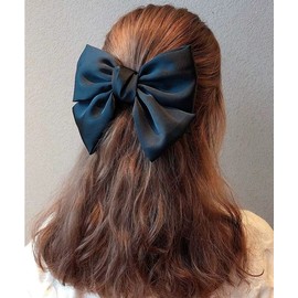 6Pcs Hair Bow Clips for Women, BetterJonny Large Bow Hair Barrettes Solid Satin Bow Hair Clips for Girls Women, Adult Teens Hair Accessories