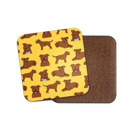 Red Staffy Dog Square Coaster - Staffordshire Bull Terrier Dog Pets Art Animal Puppy Boys Girls Dad Mum Staffie Family Drink Home #81109