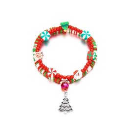 YANCHUN Christmas Bracelet for Women Christmas Beads Bracelets Snowflake Christmas Tree Charm Bracelets Layered Christmas Bracelets Christmas Decoration Gift for Friends, Metal, No gemstone