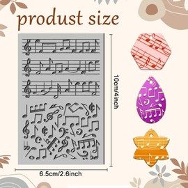 CHGCRAFT Music Note Clay Texture Mat Clay Modeling Pattern Pad Symphony Texture Sheets for Polymer Clay Making Earrings Jewerly Tools, 4×2.6 inch