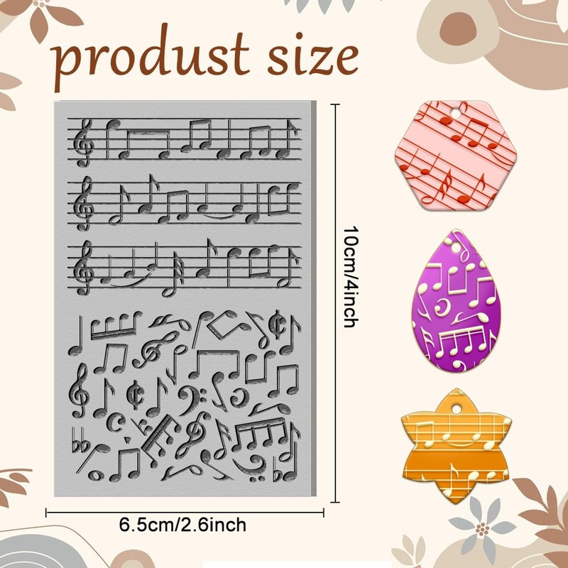 CHGCRAFT Music Note Clay Texture Mat Clay Modeling Pattern Pad