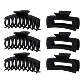 Generic Hair claw clips 6 Pcs Larger 4.1 Inch, Women Hair Claw Clips, 6 Piece set of Hair Claw Clips (BLACK)