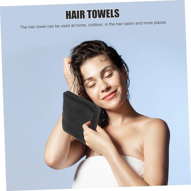 BIUDECO 2pcs Pure Cotton Black Hair Towel Quick Dry Soft