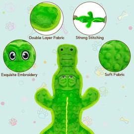 MAOOOOB No Stuffing Dog Squeak Toys- Chew Toys for Small Medium Large Breed- Durable Puppy Teething Interactive to Keep Them Busy- Best Birthday Gift(Crocodile)