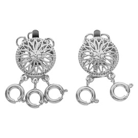 2Pcs Necklace Layered Clasp 3 Strands Jewelry Spacers Necklace Separator Bracelet Clasps Connectors for Bracelet Jewelry Crafts, Silver Layered Necklace Clasp