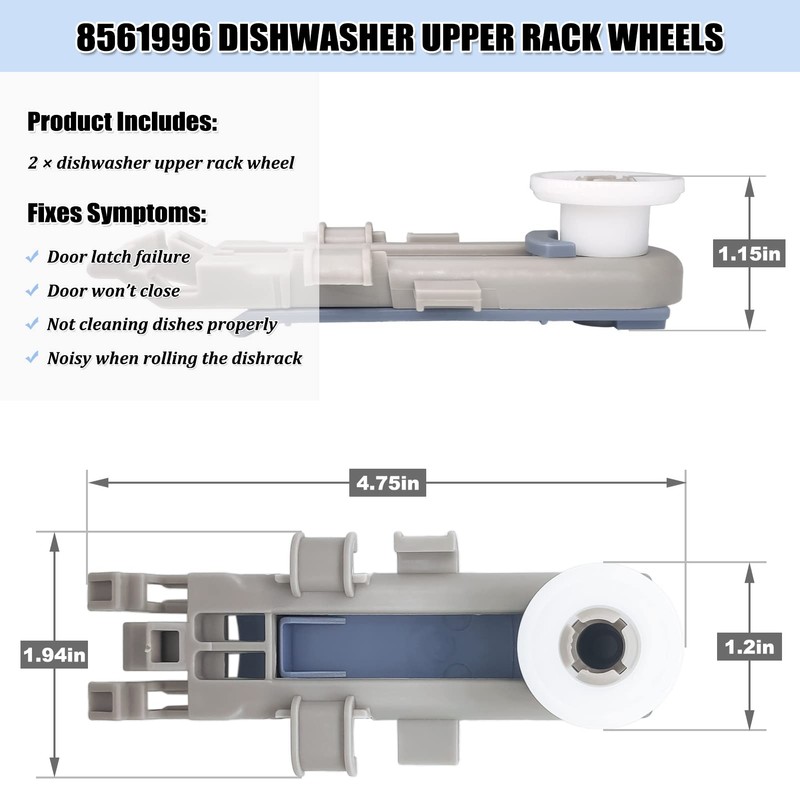 8561996 Dishwasher Upper Rack Wheel Adjuster WP8561996 for Whirlpool Maytag