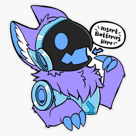 Protogen - Insert Batteries Here - Blue/Purple Sticker Bumper Sticker Vinyl Decal 5"