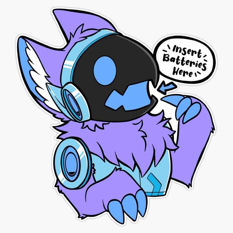 Protogen - Insert Batteries Here - Blue/Purple Sticker Bumper Sticker