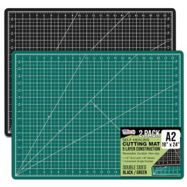 U.S. Art Supply - Pack of 2-18" x 24" Green/Black Professional Self Healing 5-Ply Double Sided Durable Non-Slip Cutting Mat Great for Scrapbooking, Quilting, Sewing, Arts & Crafts