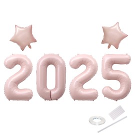 2025 Balloons 2025 Cream Pink Number Balloons, Large Happy New Year Balloons for New Year's Eve Party Supplies 2025, New Year Decorations 2025, Christmas, Graduations, Birthday