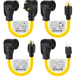 Kanayu 4 Pcs RV Generator Adapter Cord Kit, TT-30P/5-15P/L14-30P/L5-30P to 14-50R, 30A to 50A, 50A to 110, 30Amp to 50Amp Plug Adapter for RV Camper Trailer STW 10 AWG, ETL Listed