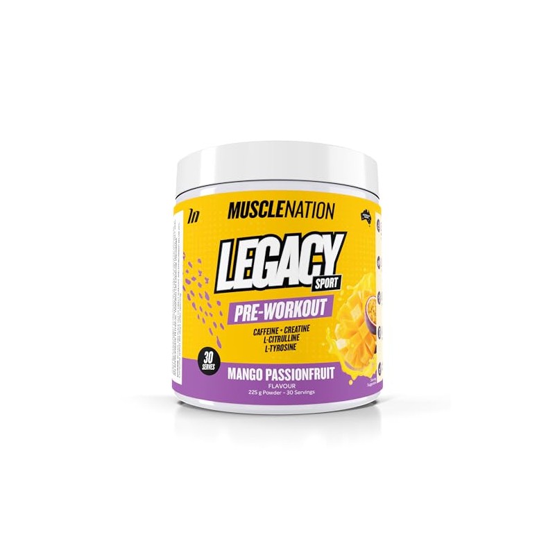 Muscle Nation Pre-Workout Mango Passionfruit Legacy Sport 225g (30 Serves)