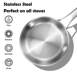Sauce pan,1.5 Quart Tri-Ply Stainless Steel cookware,Stainless Steel Pot PFOA Free,Works on Induction,Ceramic and Gas Cooktops