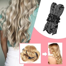 zalati Hair Curler Curling Rod Silk Headband with Clip Foam Heatless Ribbon Band Soft Wave for DIY Hair Styling Kit - Pink