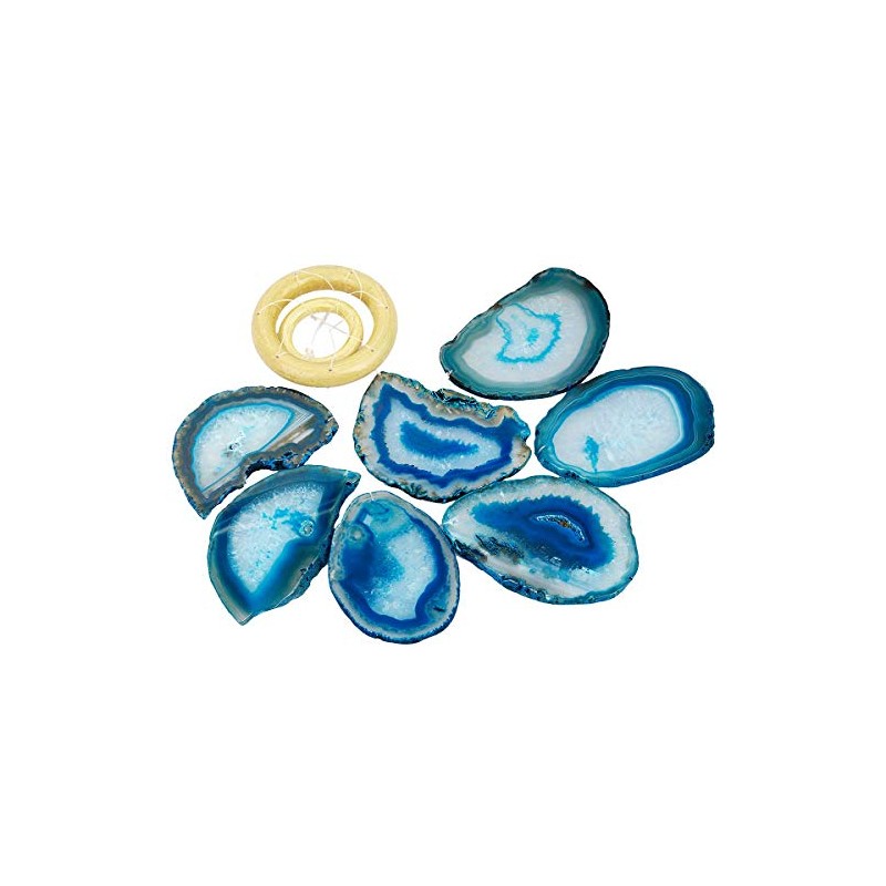 KYEYGWO Blue Agate Discs Geode Wind Chime Sun Catcher Crystal