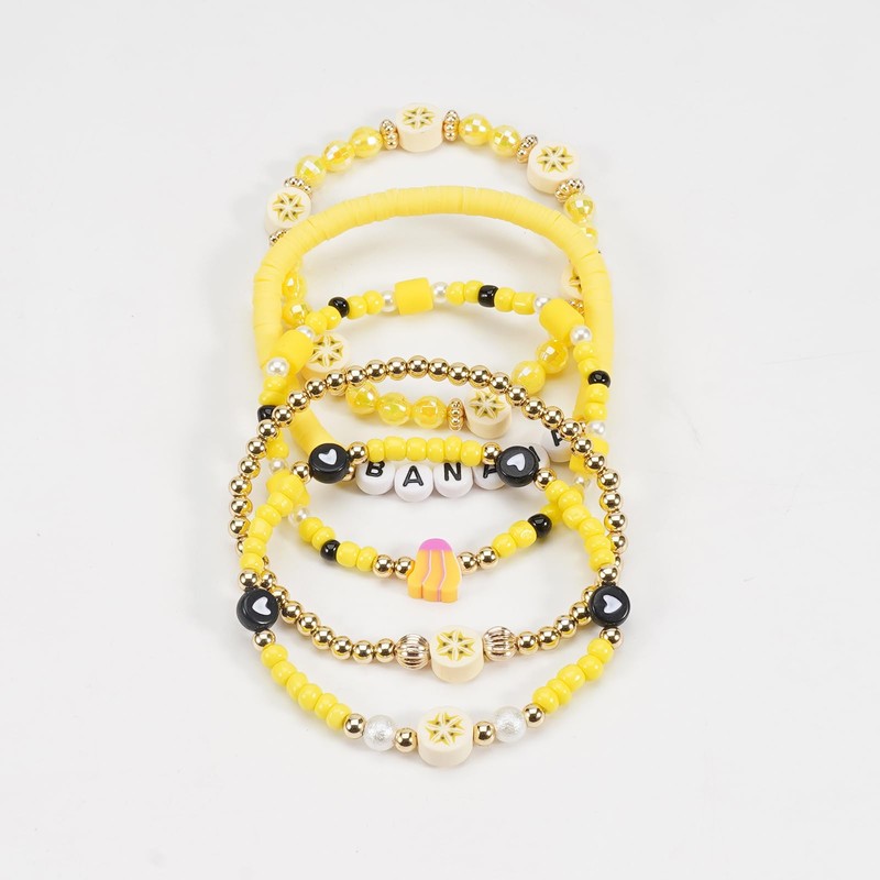Briutn Banana Beaded Bracelet Yellow Bohemian Fruit Friendship Bracelets for