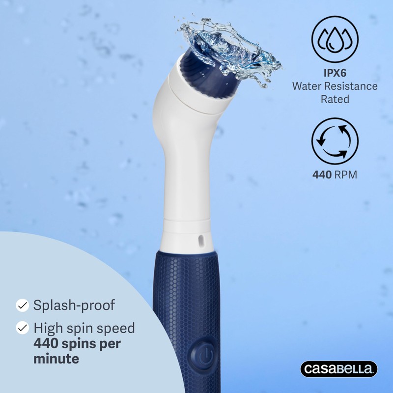 Casabella Power Scrubber Handheld Electric Spin Detail Scrubber for Cordless