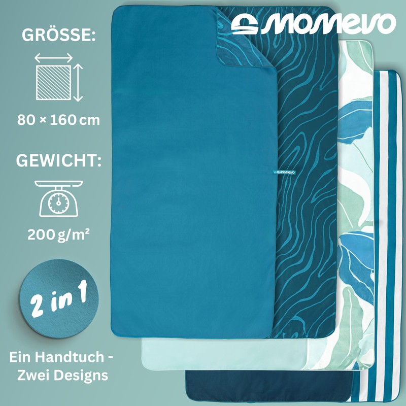 Momevo SunChill Microfibre Towel, Compact Sports Towel, Travel Towel, Beach