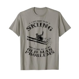 Funny Winter Skiing Snow Ski Skiers Novelty Gift For Dad Men T-Shirt