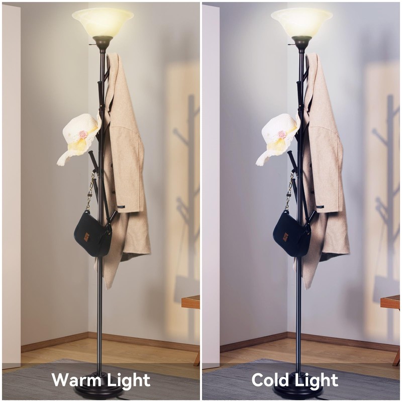 lianheng Standing Tall Lamp with Standing Coat Rack Tree, Torchiere