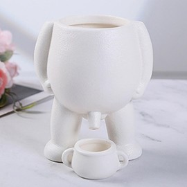 Flowerpot,Innovative Little Man Pees Ceramic Flower Pot Flower Planter Pot Fleshy Cactus Plant Pot Potted Plant Growing Pot for Office Desktop Decoration (White)