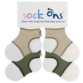 Sock Ons - Baby Sock Holders - 6-12 Months - 2 Pack Oatmeal & Olive - Amazing Value Pack - Keep Baby