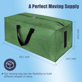 HOMESURE 12 Pack Large Strong Moving Bags with Zippers & Carrying Handles - Water-Resistant - Heavy Duty Storage Tote for Space Saving, Fold Flat, Alternative to Moving Box (Olive Green)