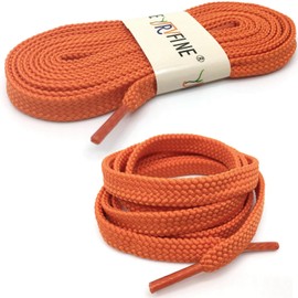YJRVFINE Extra Thick Flat Shoelaces Double-layer Weave Textured Athletic Shoe Laces Orange Shoestrings for Shoes Sneakers(1 Pair) 47.24"