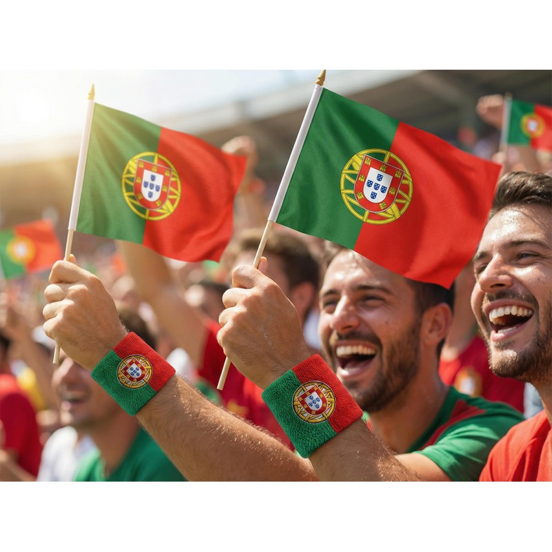 Flaggenfritze Portugal Sweatbands with Free Sticker, Set of 2, Each