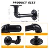 HBLYJS L-Shaped Industrial Pipe Shelf Brackets, Black Metal Wall-Mounted Floating