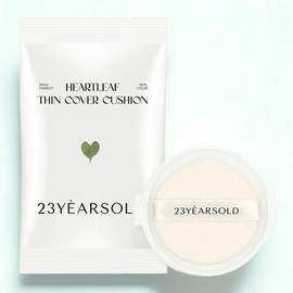 Anjumain 23yearsold Heartleaf Thin Cover Cushion Foundation Refill 12g, No. 21, 1 pc. / 23yearsold 하트리프 씬 커버 쿠션 파운데이션 리필용 12g, 21호, 1개