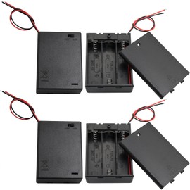 LUORNG 4 soportes de batería de 4,5 V con interruptor, 3 soportes de batería AA con interruptor y tapa, soporte de batería con cables de cable e interruptor de encendido/apagado