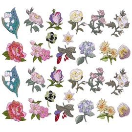28 PCS Mini Flowers Iron On Patches Retro Mini Floral Embroidered Iron on Sew on Applique Stickers for Backpacks,Pants,Jackets,Vests,Coat,Uniforms,Clothes,Jeans,Dress,Hat,DIY Decoration,Bags
